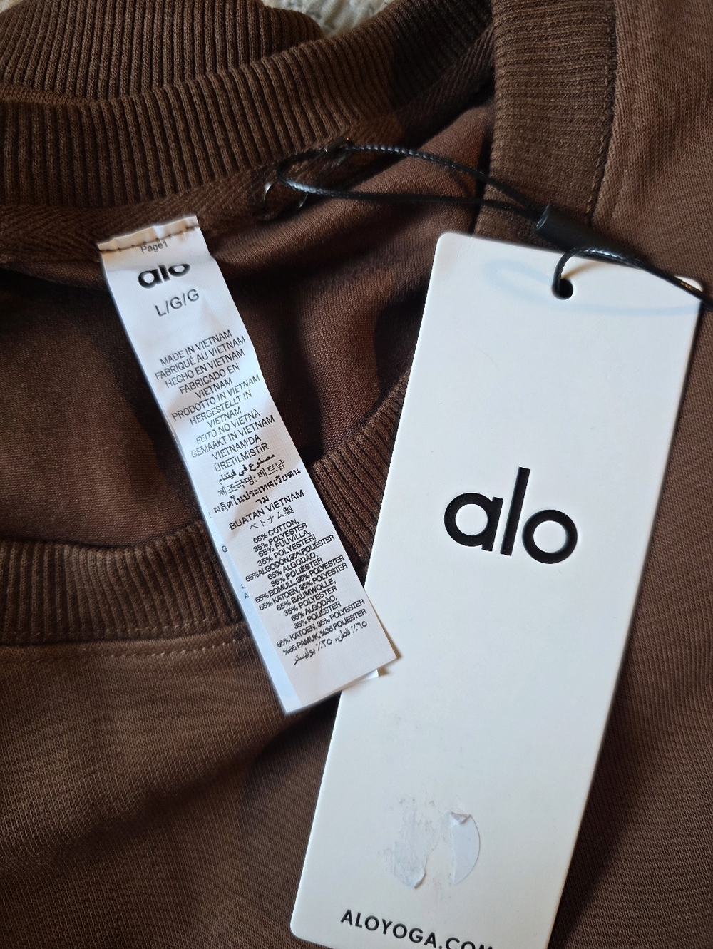ALO Yoga Women's Crewneck Sweatshirt in Brown - Picture 6 of 6